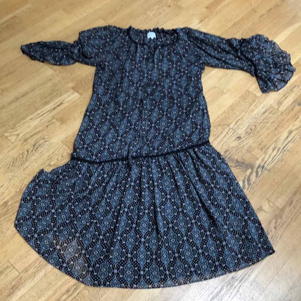 MISA Los angeles midi dress blue and white.